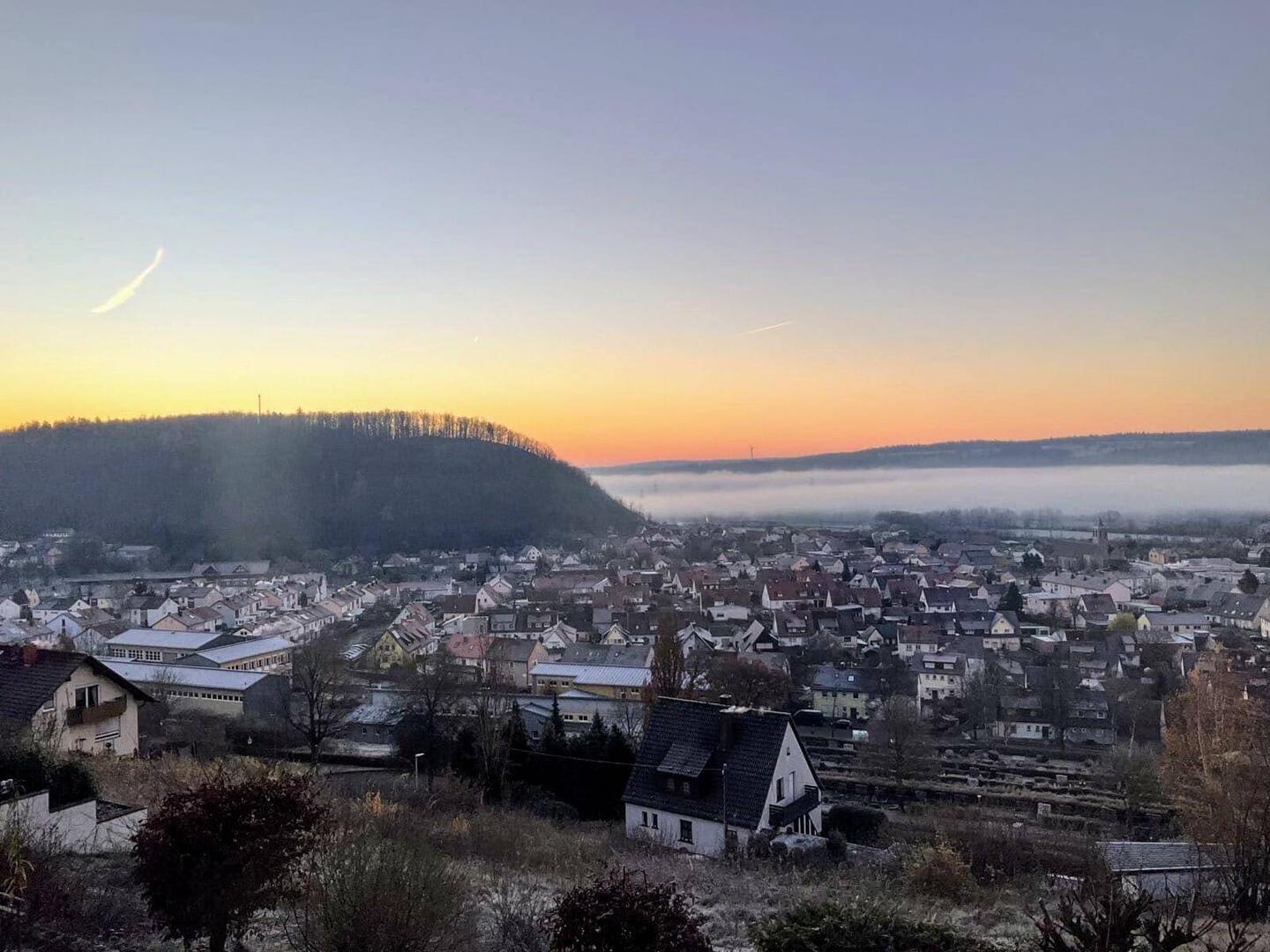 Sonnenaufgang über Ebelsbach (leider heute früh nicht so schön)