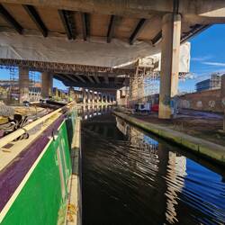Lots of work going on. There were some thunderous bangs as we passed under this temporary bridge!