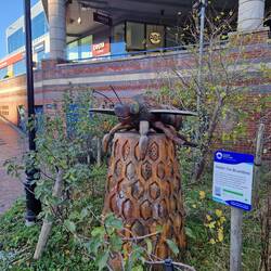 A wooden carving to provide a home to solitary bees