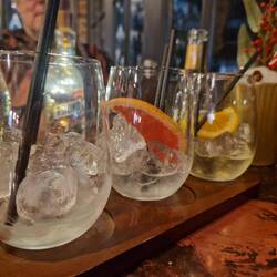 Gin flight L: A collab between Roundhouse & the Botanical Gardens. M: Roundhouse R: Tanqueray