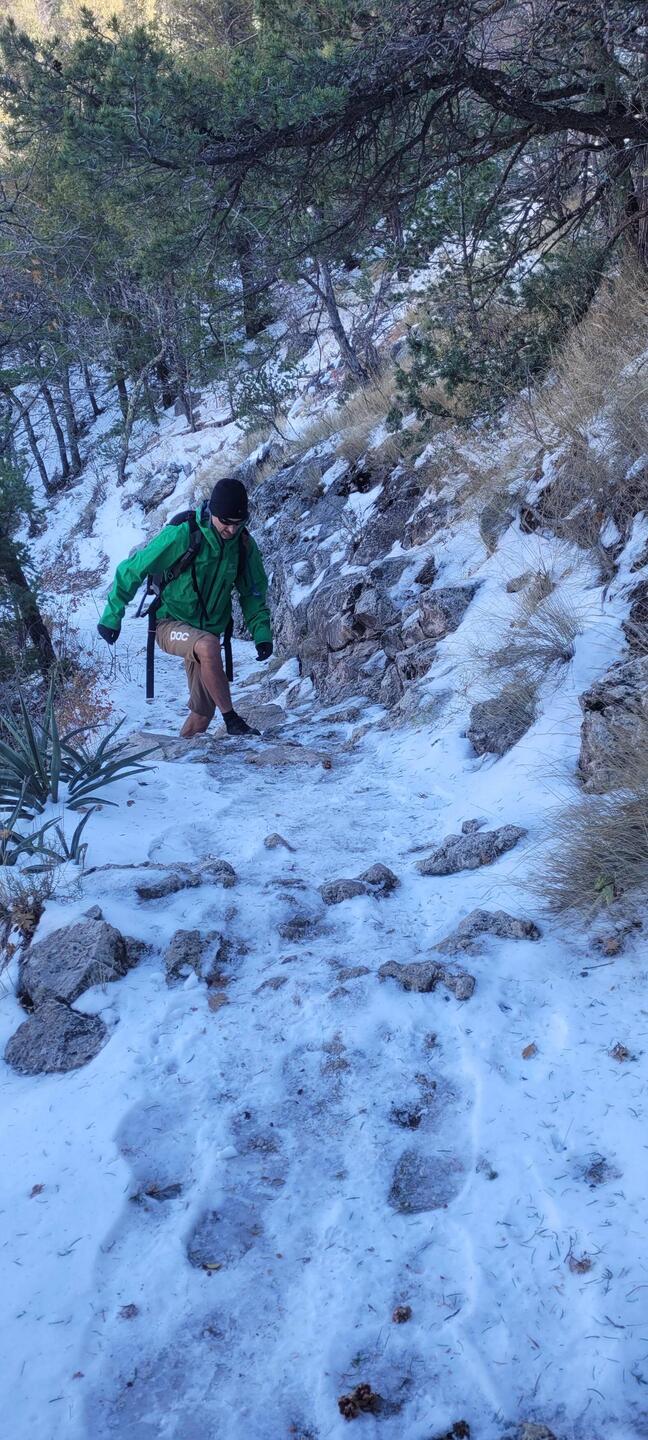 Guadalupe peak trail, snow and icy 🥶