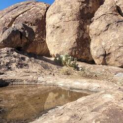 Hueco Tanks, still water in the holes from the rain of the past days. (It rains 7inch/year)