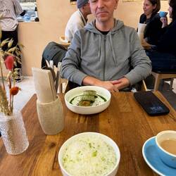 Breakfast at a cool Russian cafe - savory sirniki and buckwheat dish!