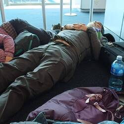 Sleeping in Panama City airport, en route from SFO to Quito