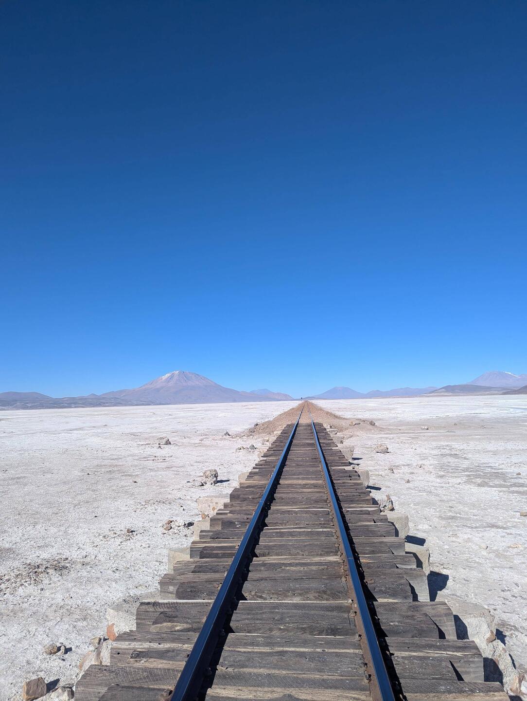 A disused railway heading from the mines to the sea, which is now in Chile.