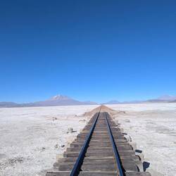 A disused railway heading from the mines to the sea, which is now in Chile.