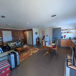 Large living room. Comfortable seating kitchen table full kitchen