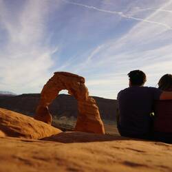 Wahrzeichen des Arches Nationalparks der "Fragile Arch"
