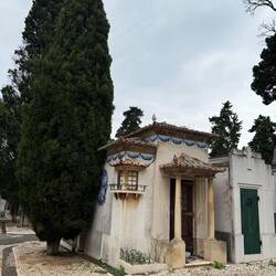 Graveside that looks like a house