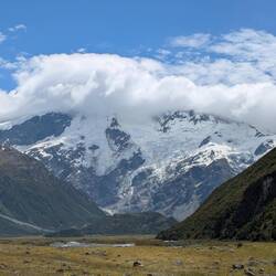 Der Gipfel vom Mt Cook war meistens in den Wolken.