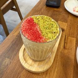 Pistachio latte with homemade pistachio butter