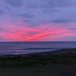 Watching a beautiful sunset from the hostel