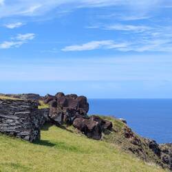 A view from Orongo, with some petroglyphs