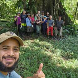 Unsere Reisegruppe bei einem der Baumriesen, der ca 300 Jahre alt ist