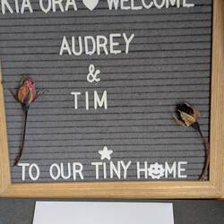 Nice welcome sign and a card