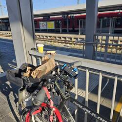 Blaubeerkuchen von Pickelmann in Erlangen und Esspresso zum Start.