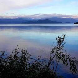 At a camping place near this lake.