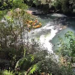 Trout Pool Falls - driving the nose of the boat into the falls and getting drenched...