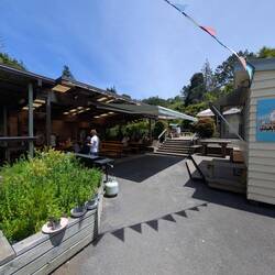 Nice little covered area and lots of picnic benches