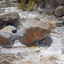 Not all over there. Bubbling ponds. There was sulfur vapors coming out of rocks