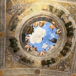 Ceiling frescoes in 3D. You can almost see the cherubs jumping down