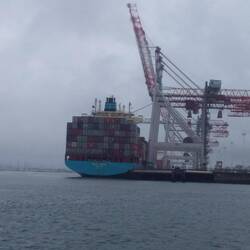 huge container ship that followed us down the channel!!