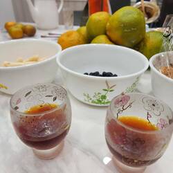 Enjoying premium coffees at home before meal.