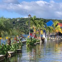 The tide's in. Well, it is an island surrounded by water.