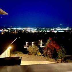 Night view from the bedroom, overlooking Bend