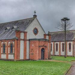 19th Century Catholic and Church of Ireland churches side by side at St. Davnet's.