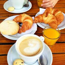 Typical light breakfast in Argentina.