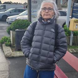 Sylvie feeling the cold in Barfleur