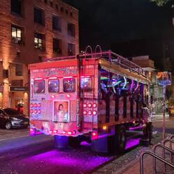 This is one of many party buses, which used to be transport to take workers up unto the hills