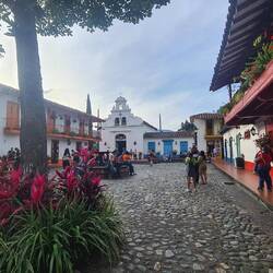 The mini classic Colombian town centre on top of a hill near our flat