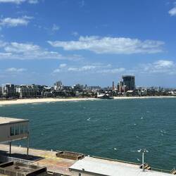 Early afternoon, the white caps are up