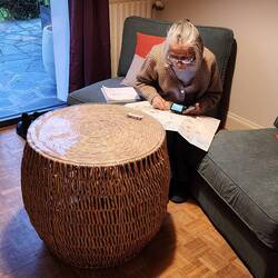 Sylvie checking the Locquirec in our AirBnB