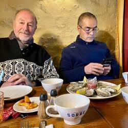 Wal and Abdel, satisfied with their meal