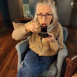 Hot mulled wine to warm Sylvie up.