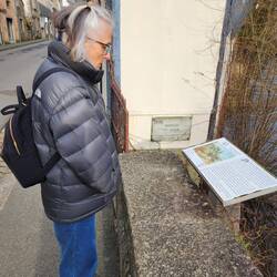 Sylvie reading up on local history