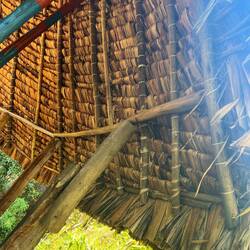 Ein aus Bananenbaum gefertigtes Dach