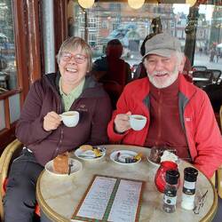Beheizte Aussenterasse auf dem Haarlemer Marktplatz, mit Domblick
