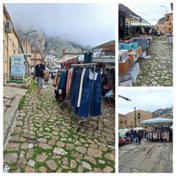 Markt in Caltavuturo, überwiegend Textilien