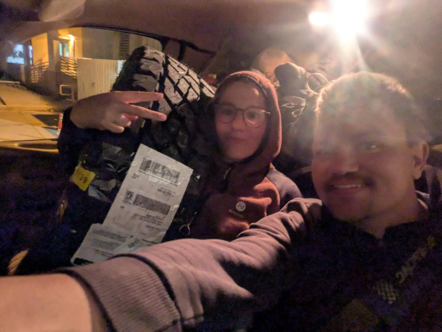 Reifen als Beifahrer.