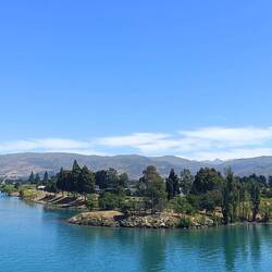 Cromwell. Photo prise du campervan quand nous avons passé le pont