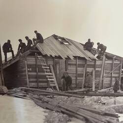 Building the hut in Antarctica