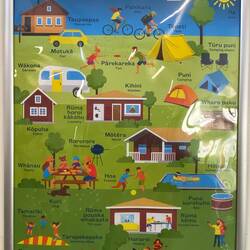Nettes Plakat auf unserem Camping zum Māori lernen