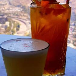 "Pisco Sour" (left) & "Araucano", two South American cocktails at the sky bar.
