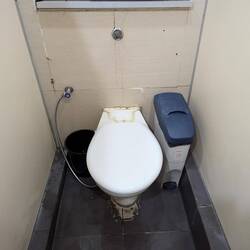 The TP was missing and the typical sprayer was having some issues, so floor wet, still very clean