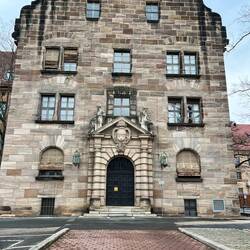 The front of the Palace of Justice. Still a working court, except courtroom 600 is now a museum