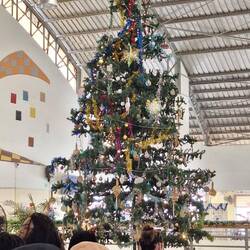 Wartehalle der Fähre; hier gibt es sogar einen Tannenbaum